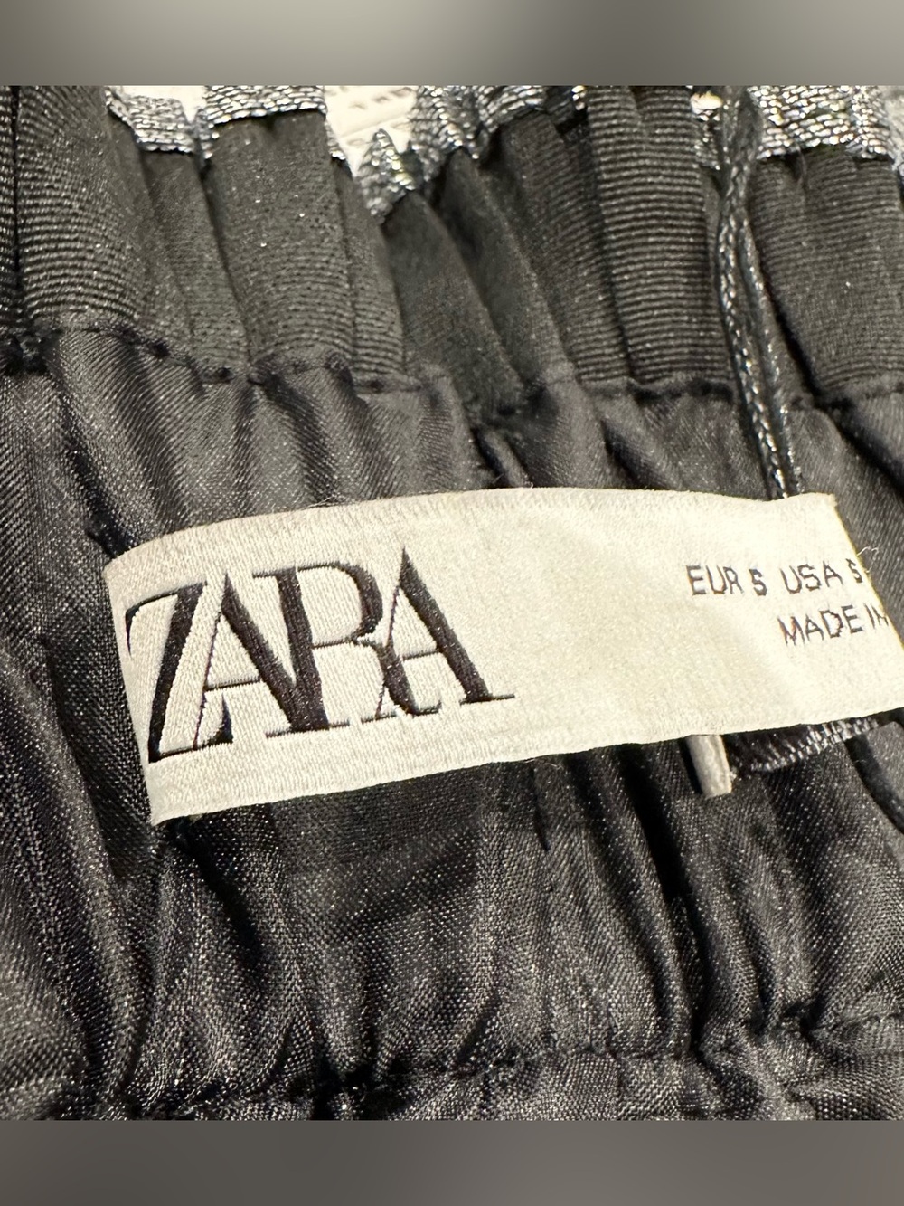 NWT Zara Ultra-Metallic Silver Pleated Paperbag-Waist Miniskirt, S - Picture 5 of 10
